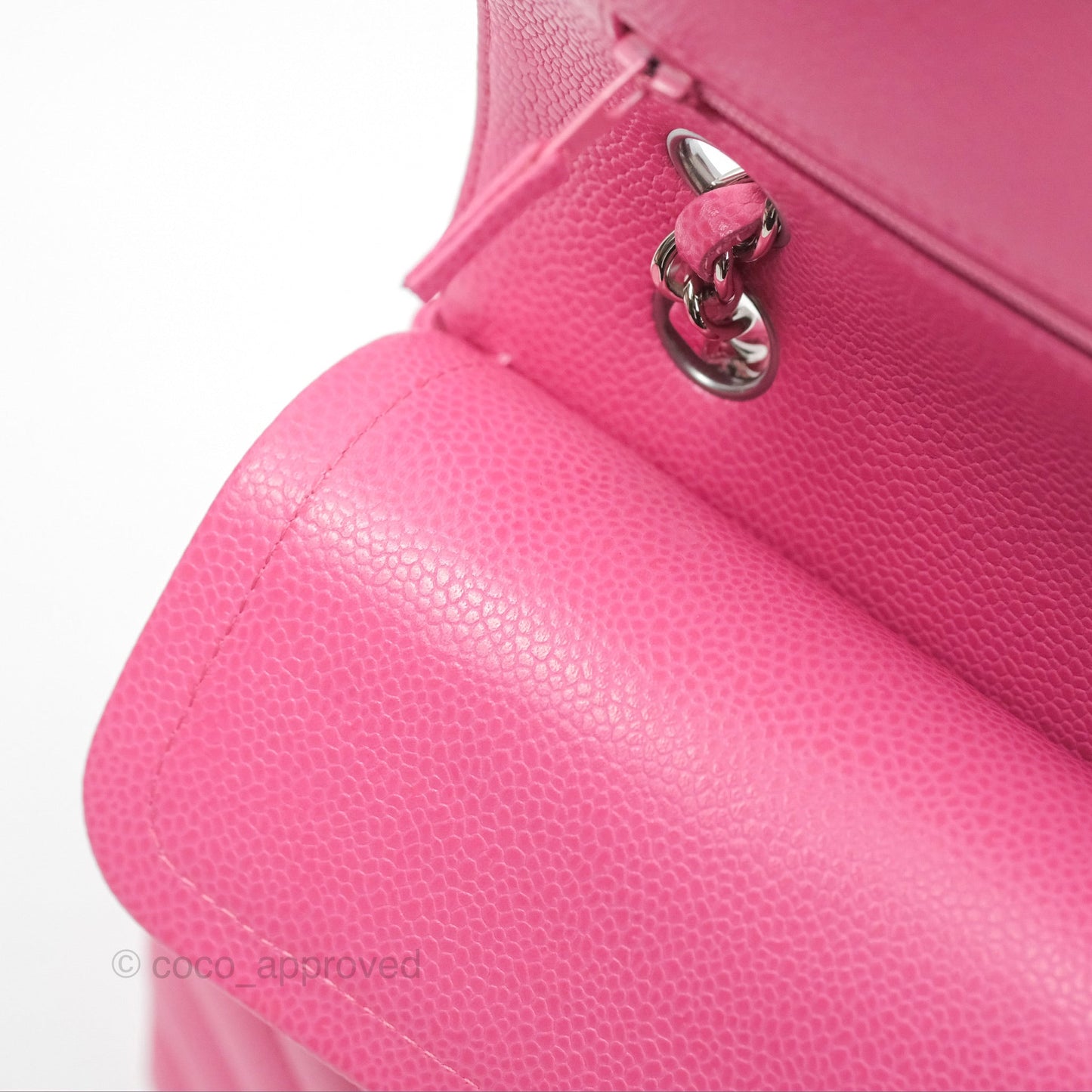 Chanel Medium Classic Flap Chevron Pink Caviar Silver Hardware