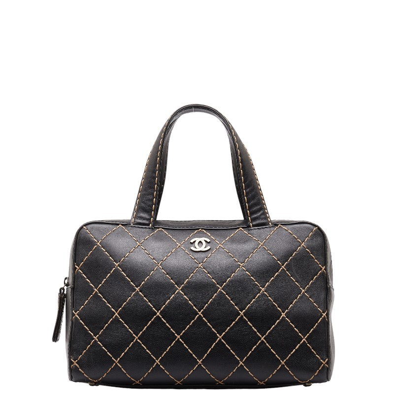 Chanel Wild Stick Coca-Cola Handbag Boston Bag Black Beige Leather Chanel