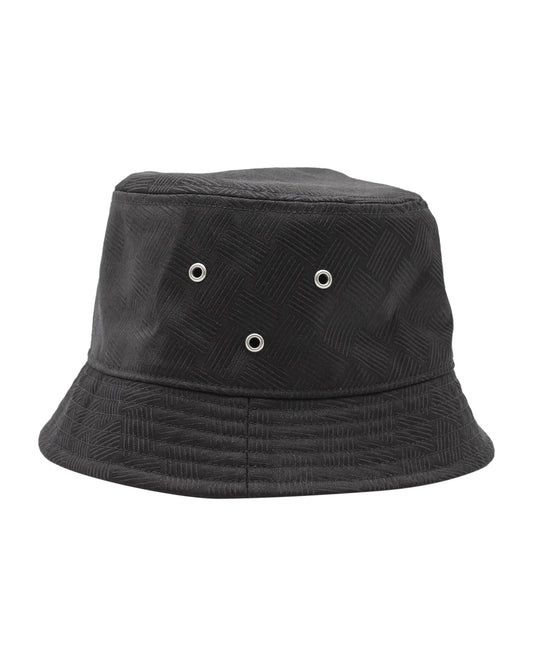 Luxury Bottega Veneta Intrecciato Effect Bucket Hat in Black Polyamide