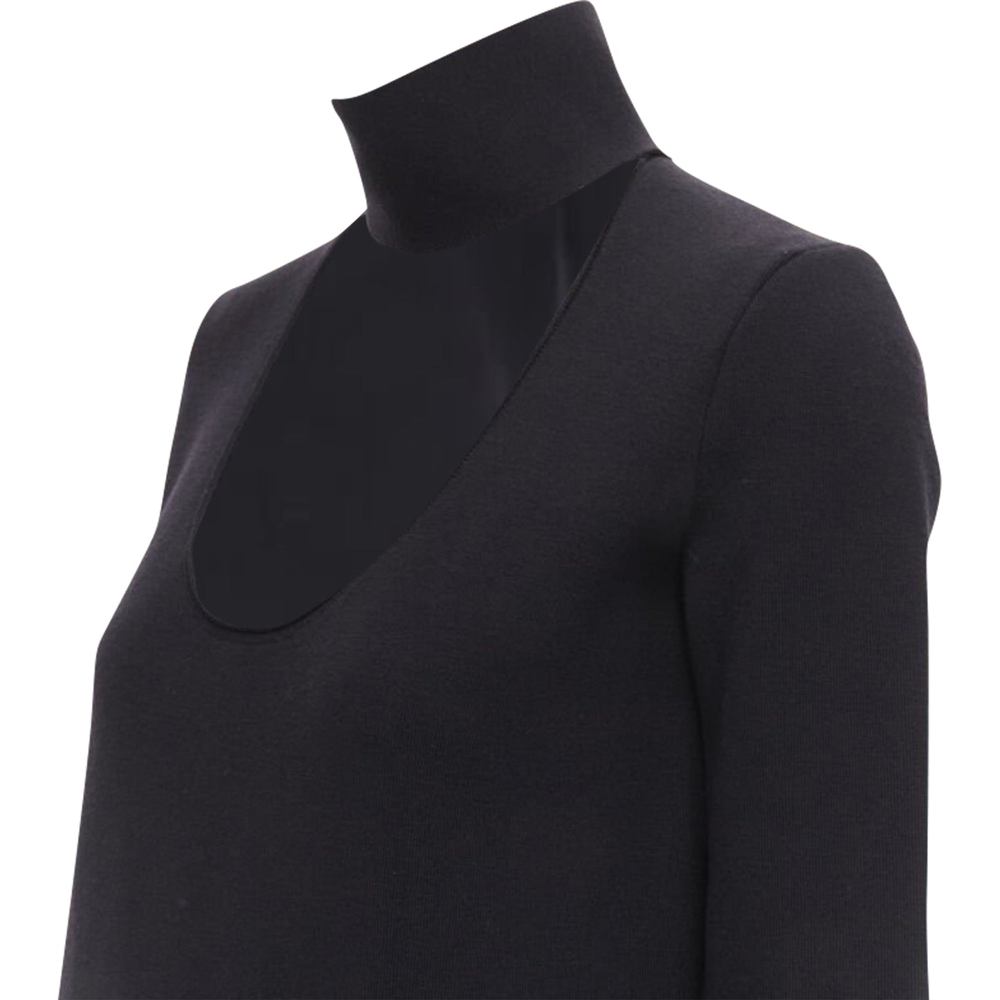 Luxury Bottega Veneta thick wool blend cut out collar dress