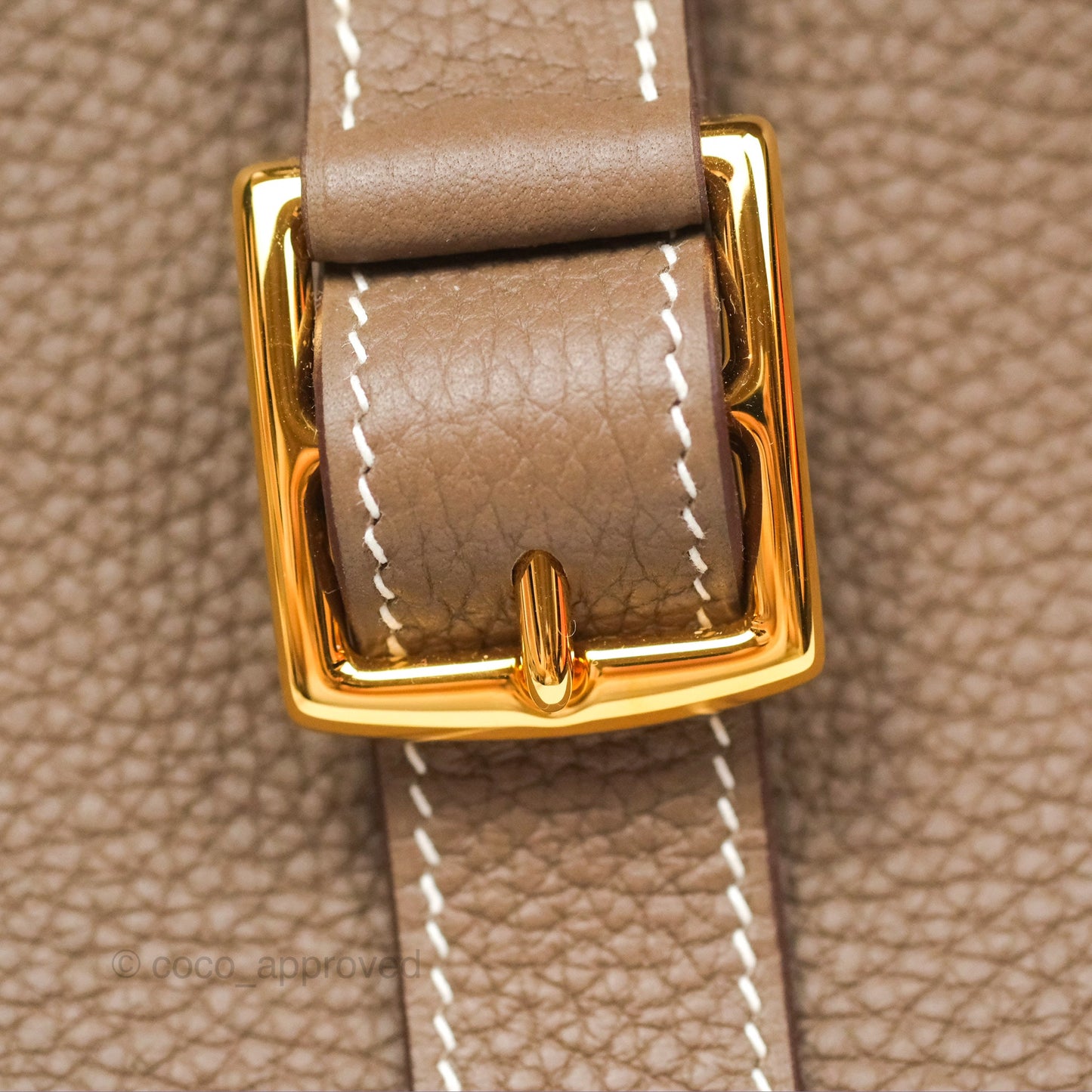 Hermès Halzan 31 Etoupe Clemence Gold Hardware