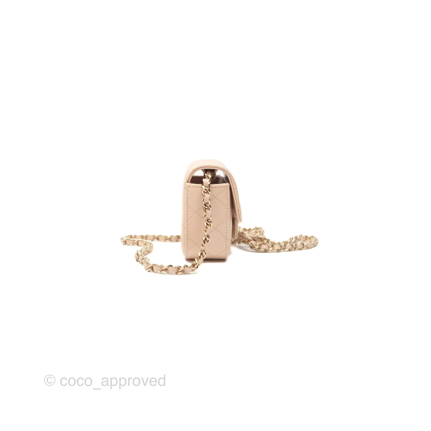 Chanel Mini Clutch With Chain Light Pink Caviar Gold Hardware