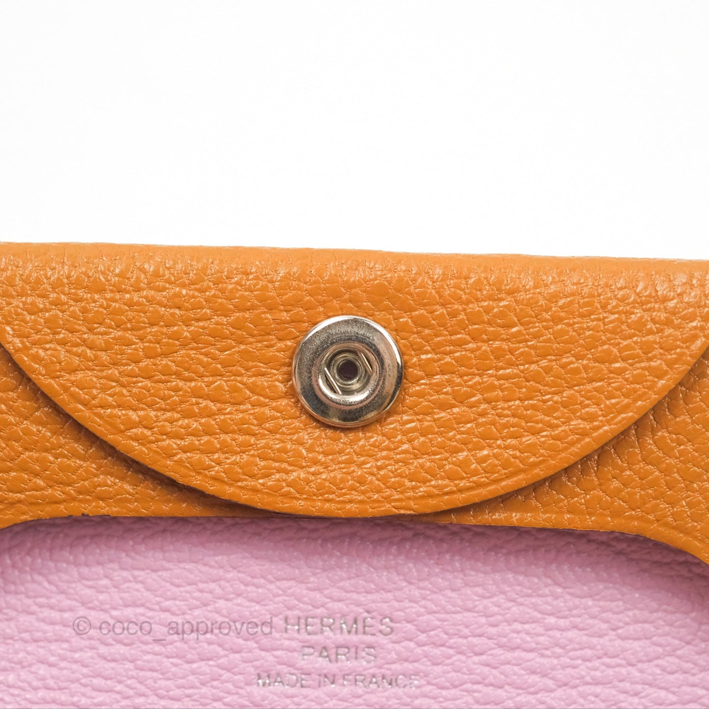 Hermès Bastia Coin Purse Caramel/ Mauve Sylvestre Chevre Mysore