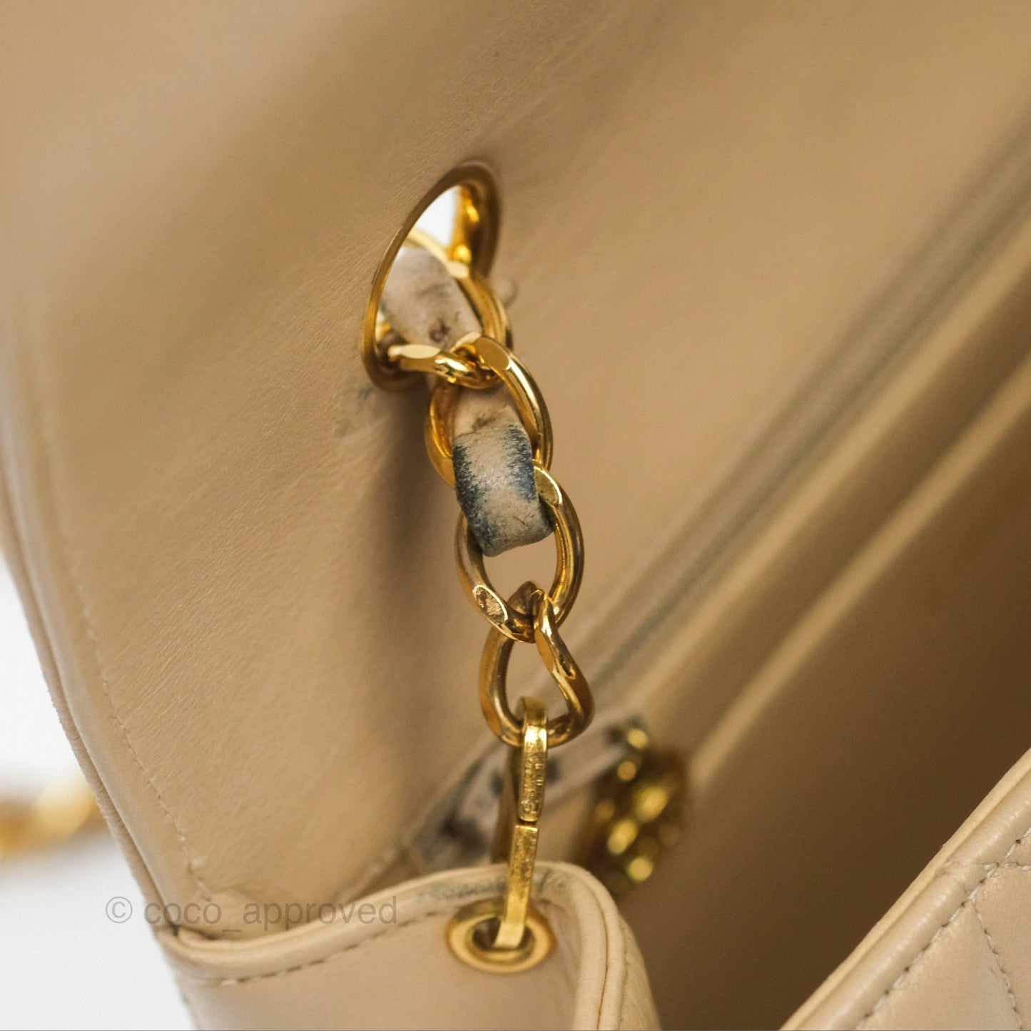 Chanel Vintage Small Quilted Classic Diana Flap Bag Beige Lambskin 24K Gold Hardware