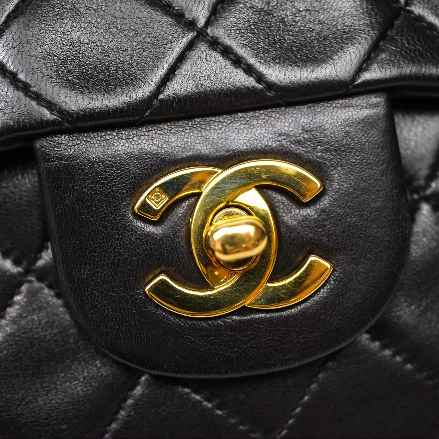 Chanel Vintage Lambskin Small Double Flap Bag Black Gold Hardware