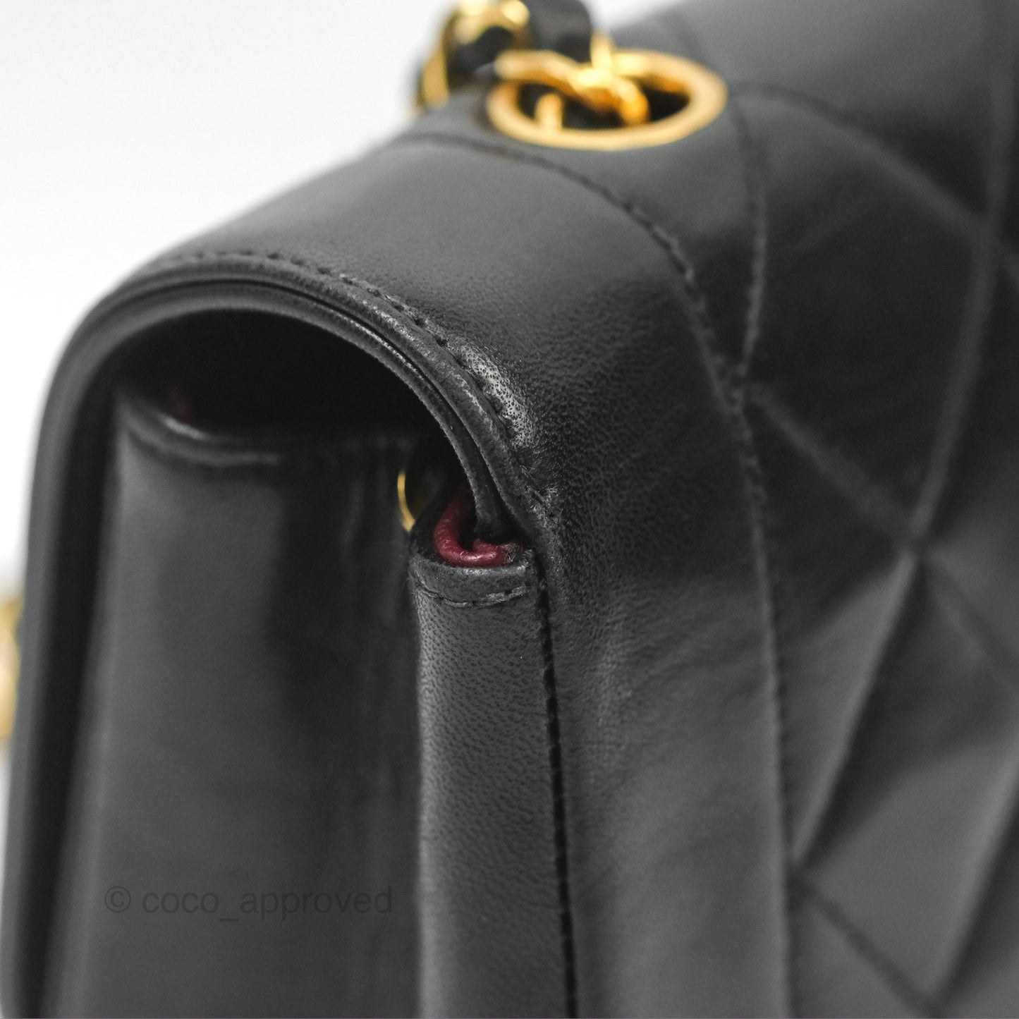 Chanel Vintage Small Quilted Classic Diana Flap Bag Black Lambskin 24K Gold Hardware