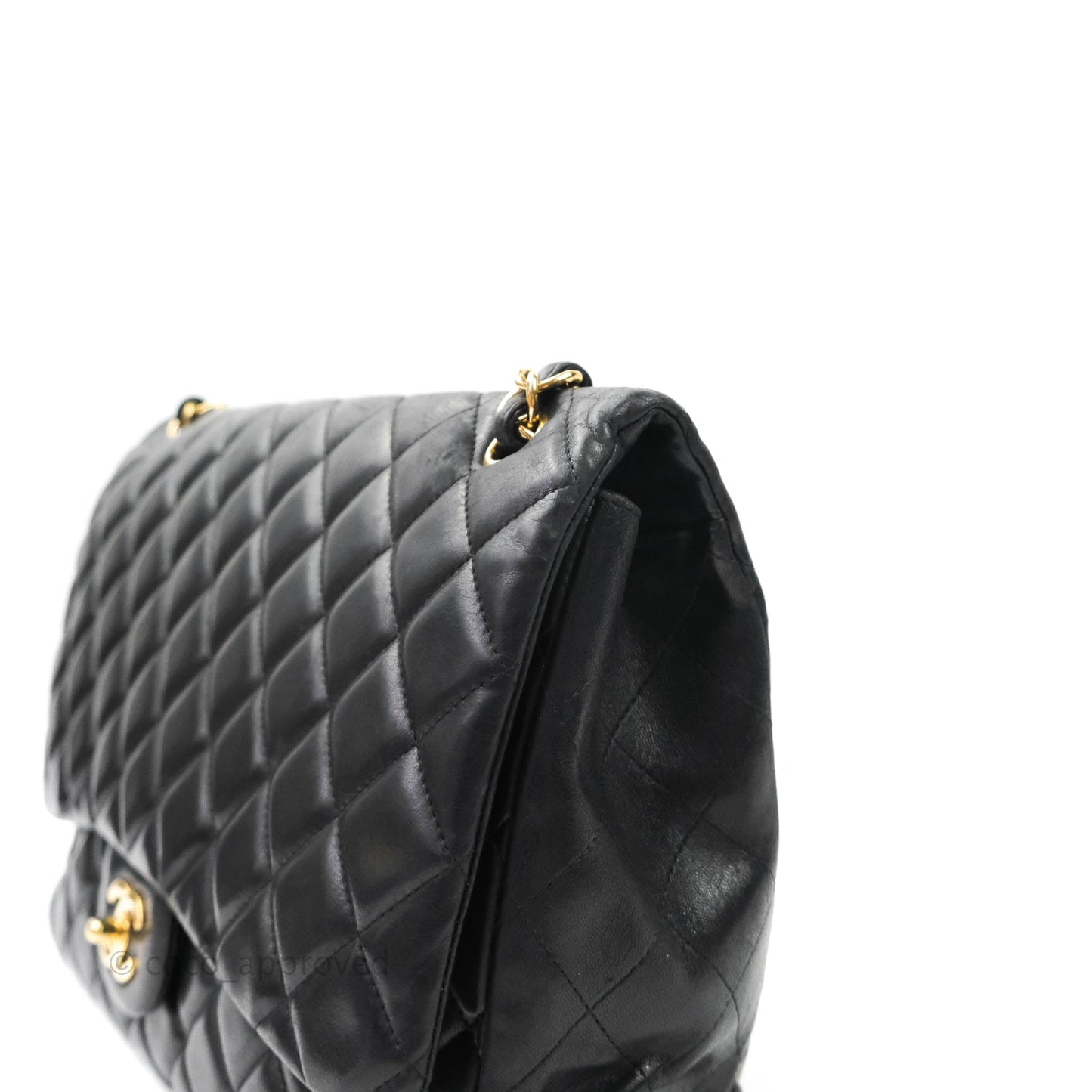 Chanel Single Flap Maxi Lambskin Black Gold Hardware