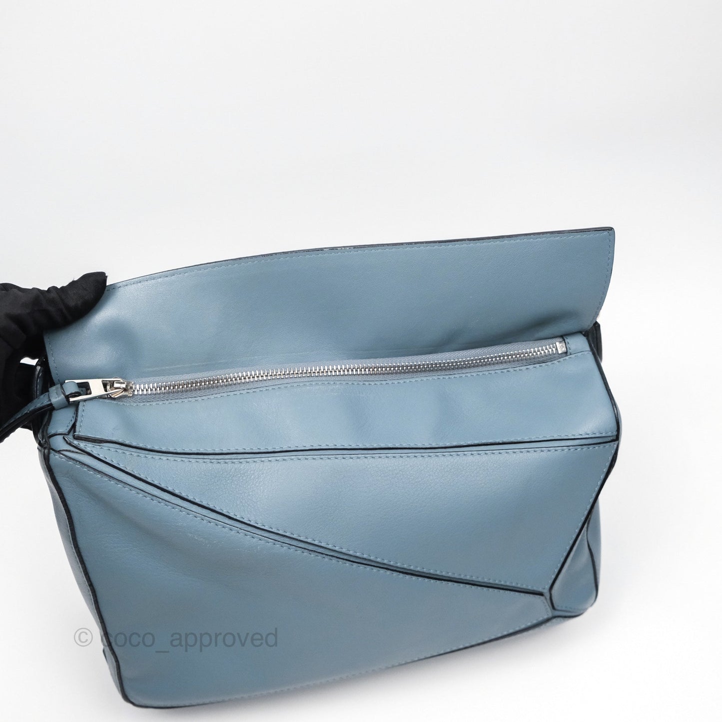 Loewe Medium Puzzle Bag Blue Calfskin Silver Hardware