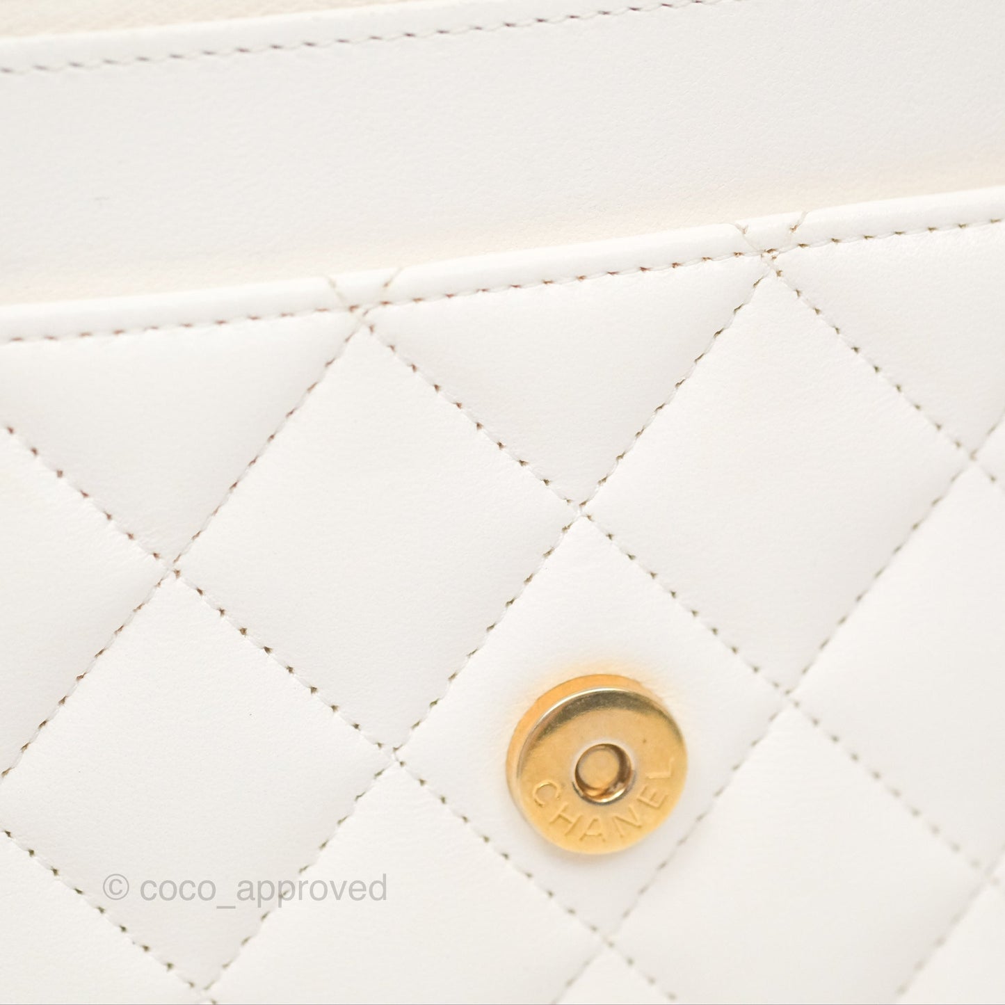 Chanel Quilted Wallet on Chain WOC Coco Heart Chain White Lambskin Aged Gold Hardware 22K