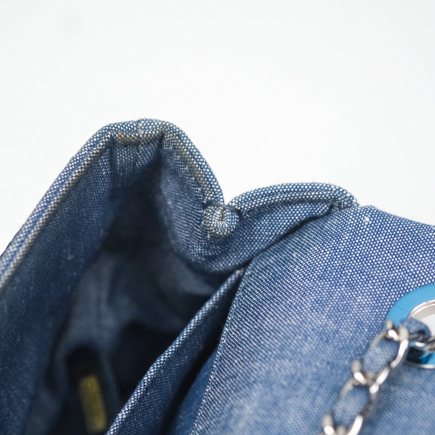 Chanel Quilted Mini Medallion Graphic Denim Blue Silver Hardware
