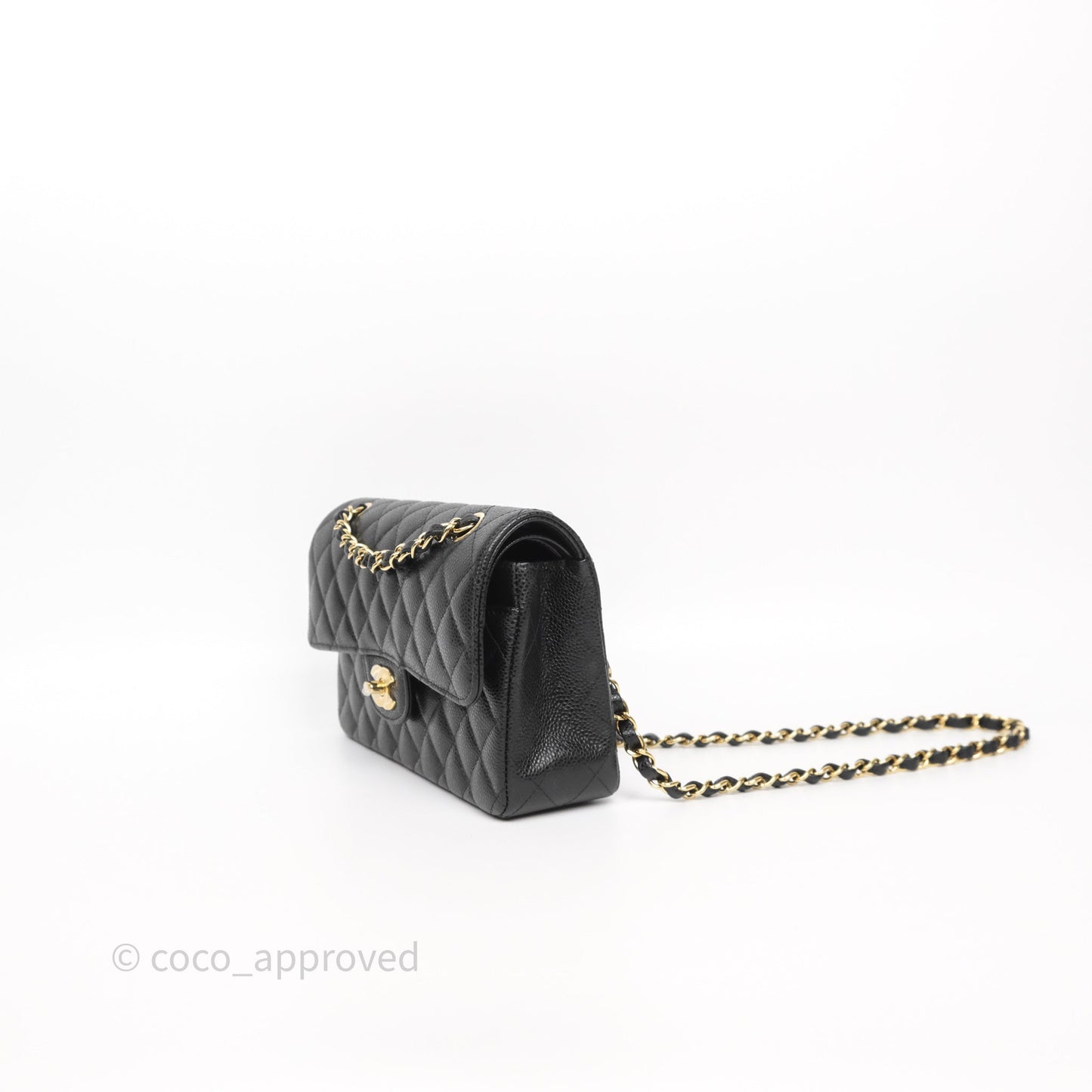Chanel Small Classic Flap Quilted Black Caviar Gold Hardware