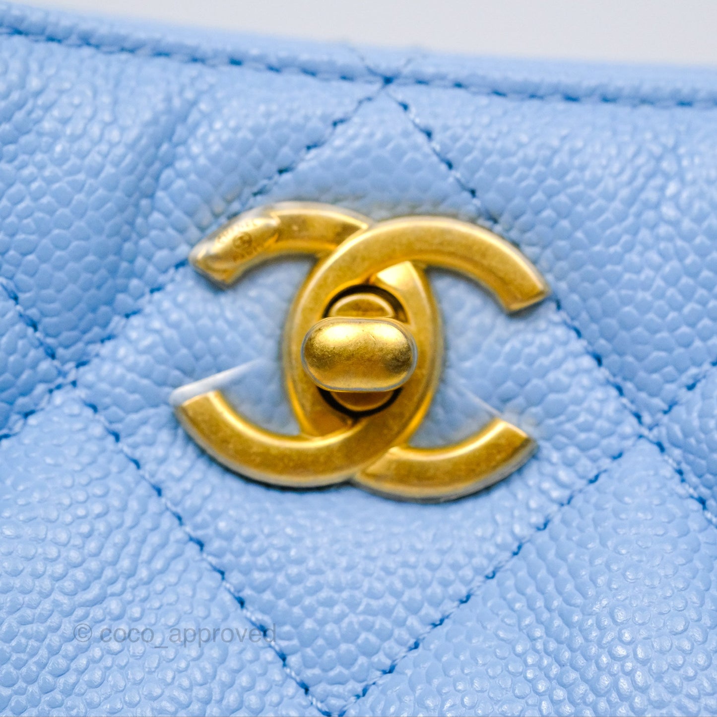 Chanel Small CC Chain Hobo Caviar Blue Aged Gold Hardware