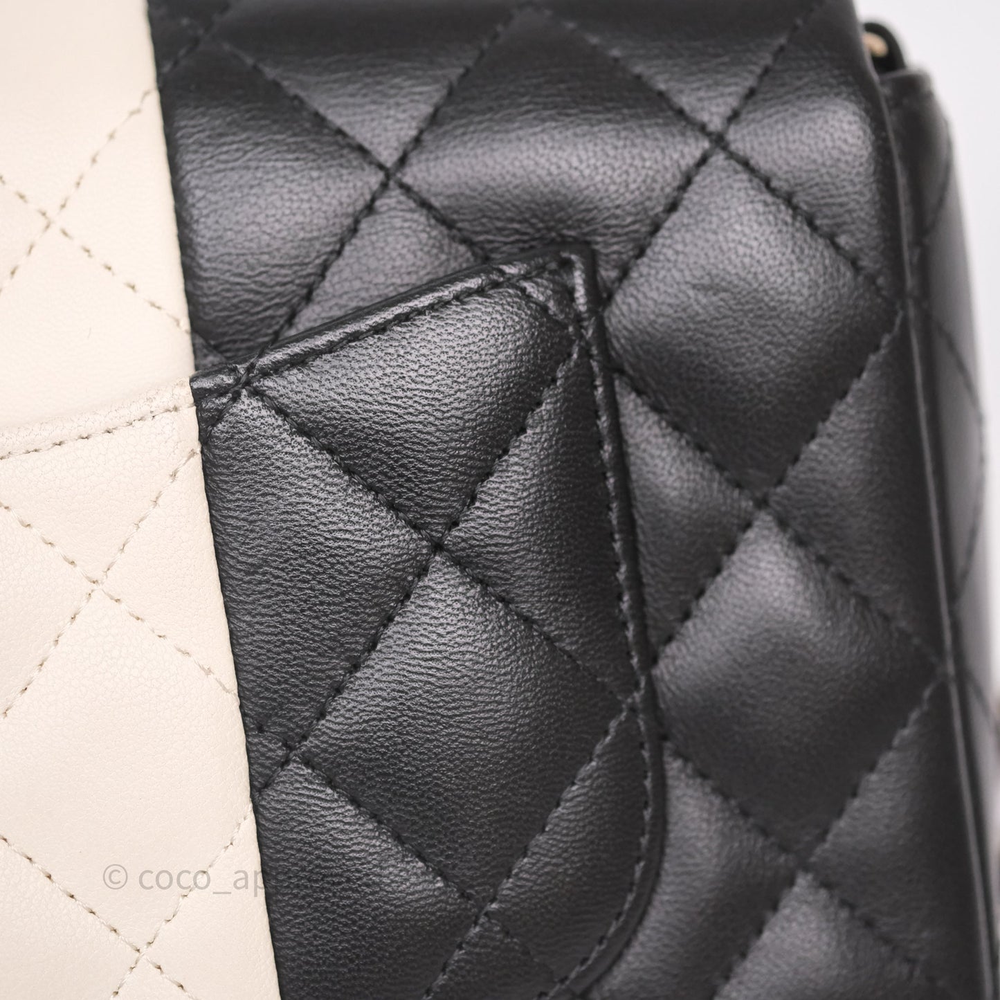 Chanel Mini Rectangular Flap Quilted Black White Lambskin Gold Hardware