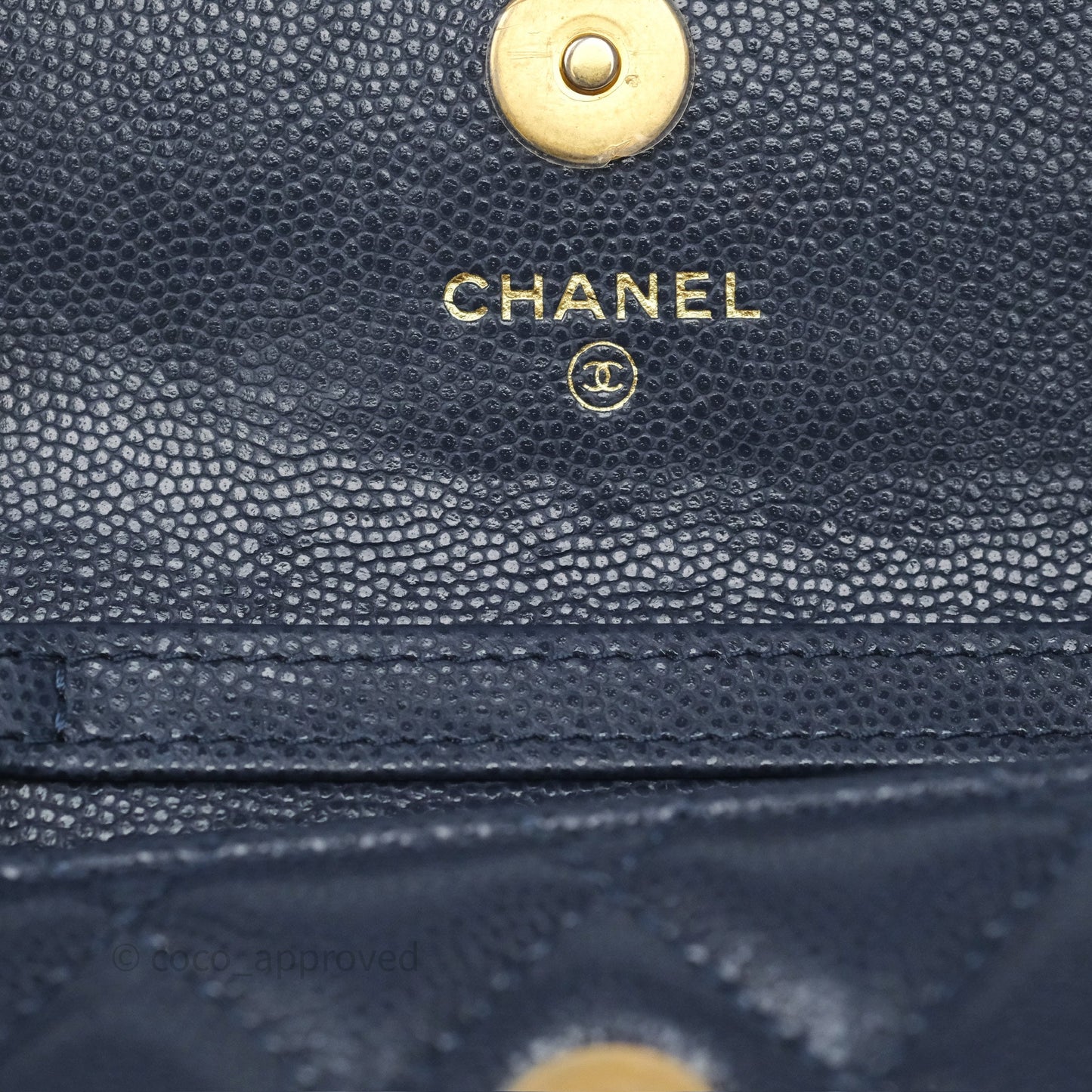 Chanel Twist Your Button Coin Purse With Chain Navy Shiny Caviar