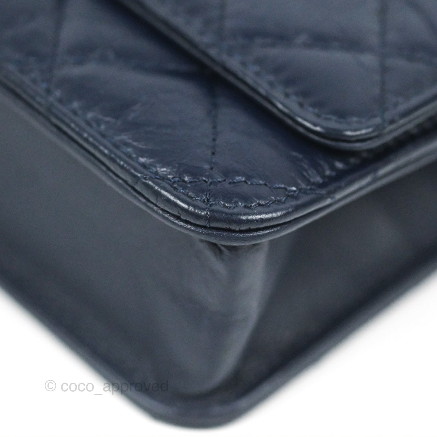 Chanel Quilted Reissue Wallet On Chain WOC Navy Aged Calfskin Gold Hardware