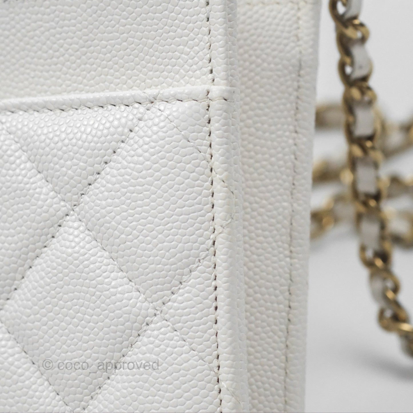 Chanel Quilted Classic Wallet on Chain WOC White Caviar Gold Hardware