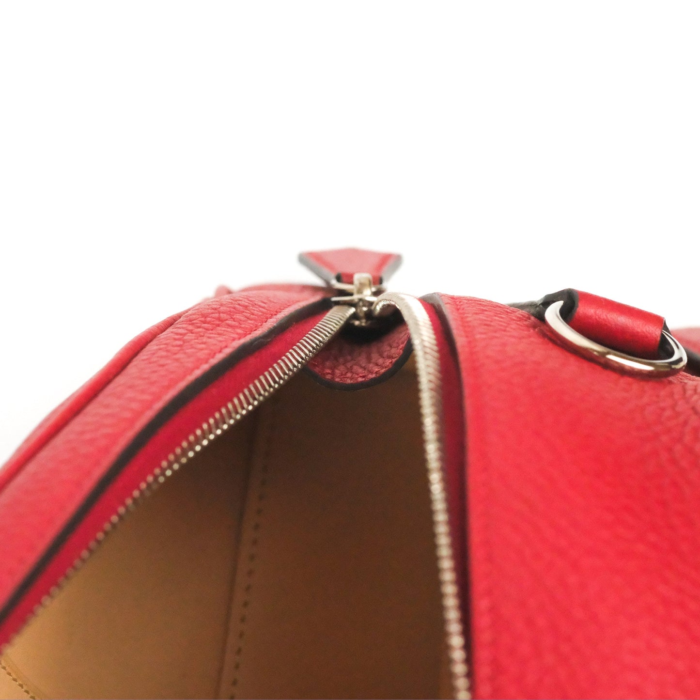 Moynat Swing Bag Red Grained Leather Silver Hardware
