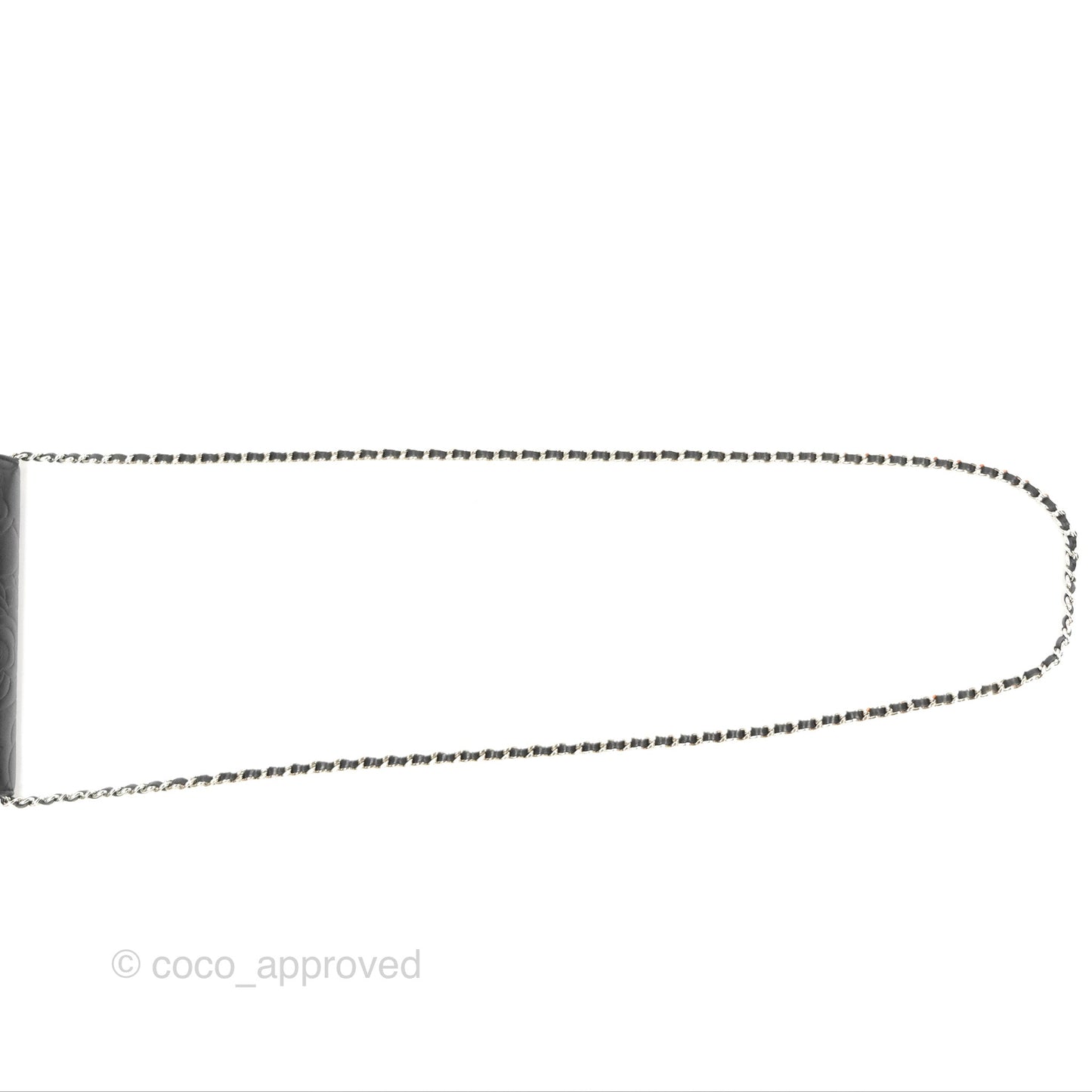 Chanel Camellia Embossed Wallet on Chain WOC Black Lambskin Silver Hardware