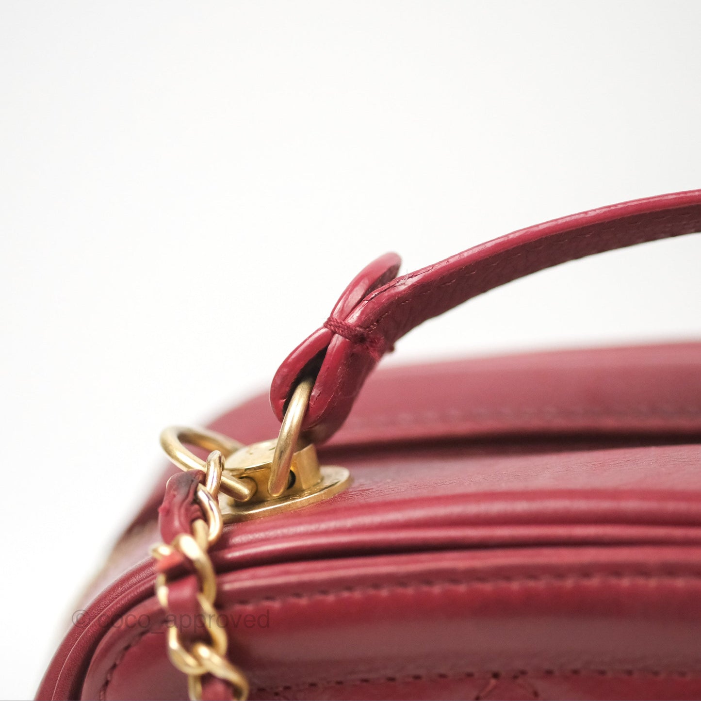 Chanel Quilted CC Small Vanity Case Dark Red Calfskin