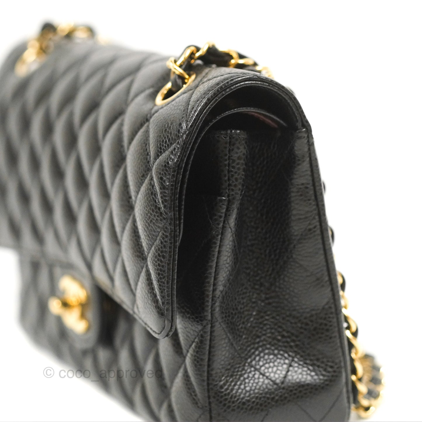 Chanel Classic M/L Medium Flap Quilted Black Caviar Gold Hardware