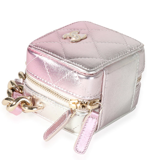 CHANEL Metallic Lambskin Quilted Coco Punk Clutch With Chain