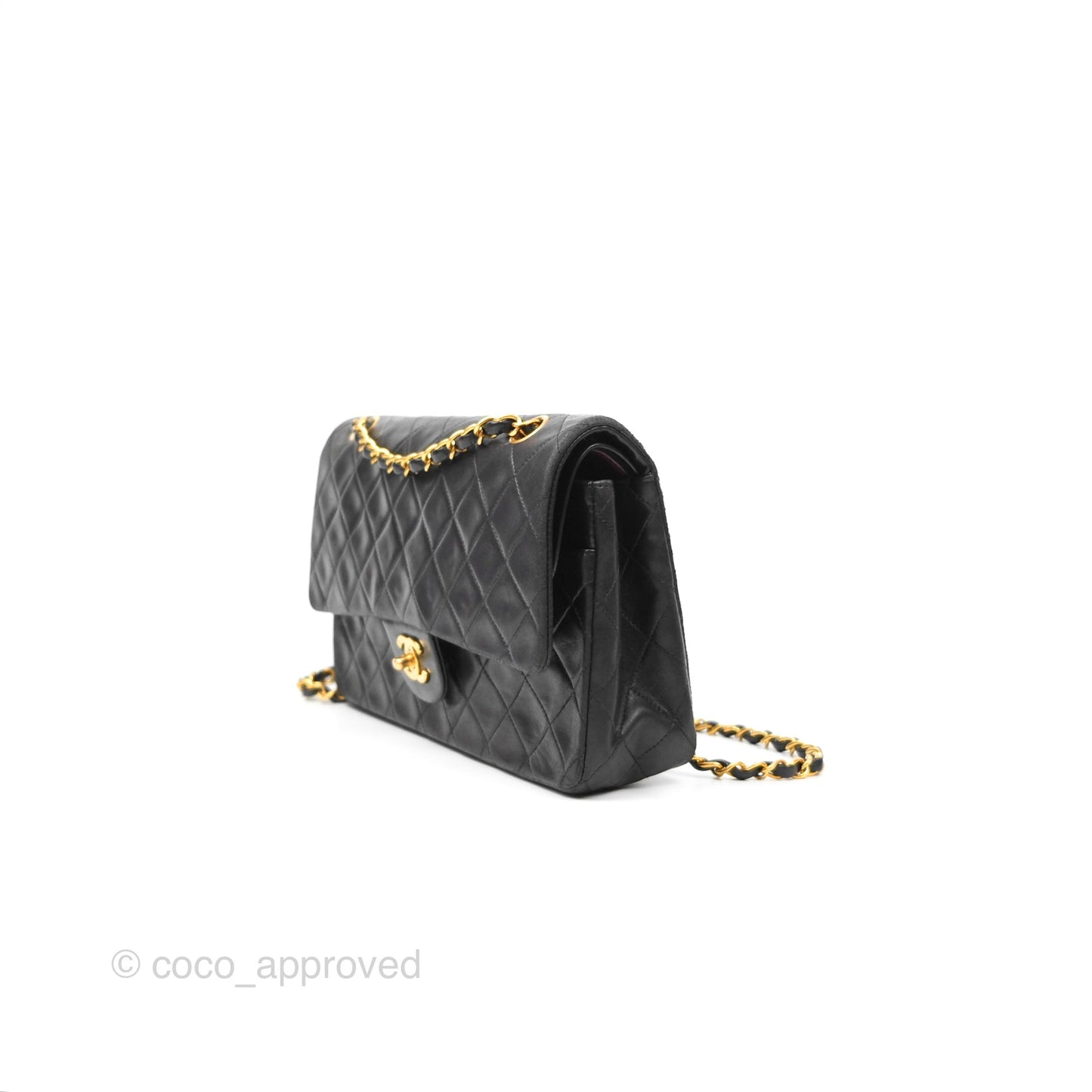 Chanel Classic Vintage Medium Flap Black Lambskin 24K Gold Hardware
