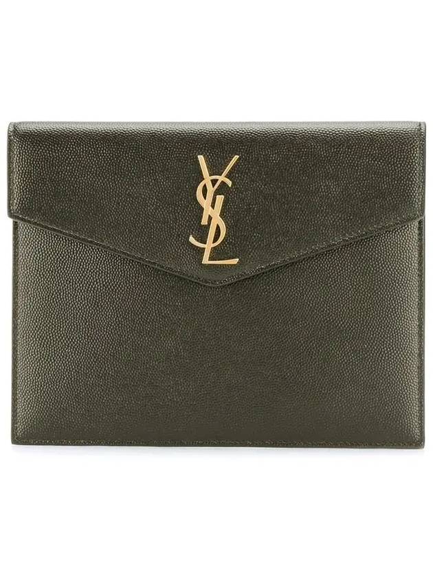 Luxury Saint Laurent Envelope Uptown Baby Clutch Bag Dark Green