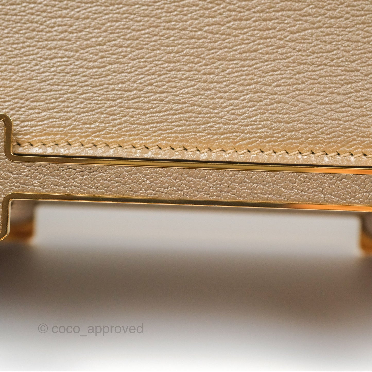 Hermès Geta Bag Etoupe Chevre Mysore Gold Hardware