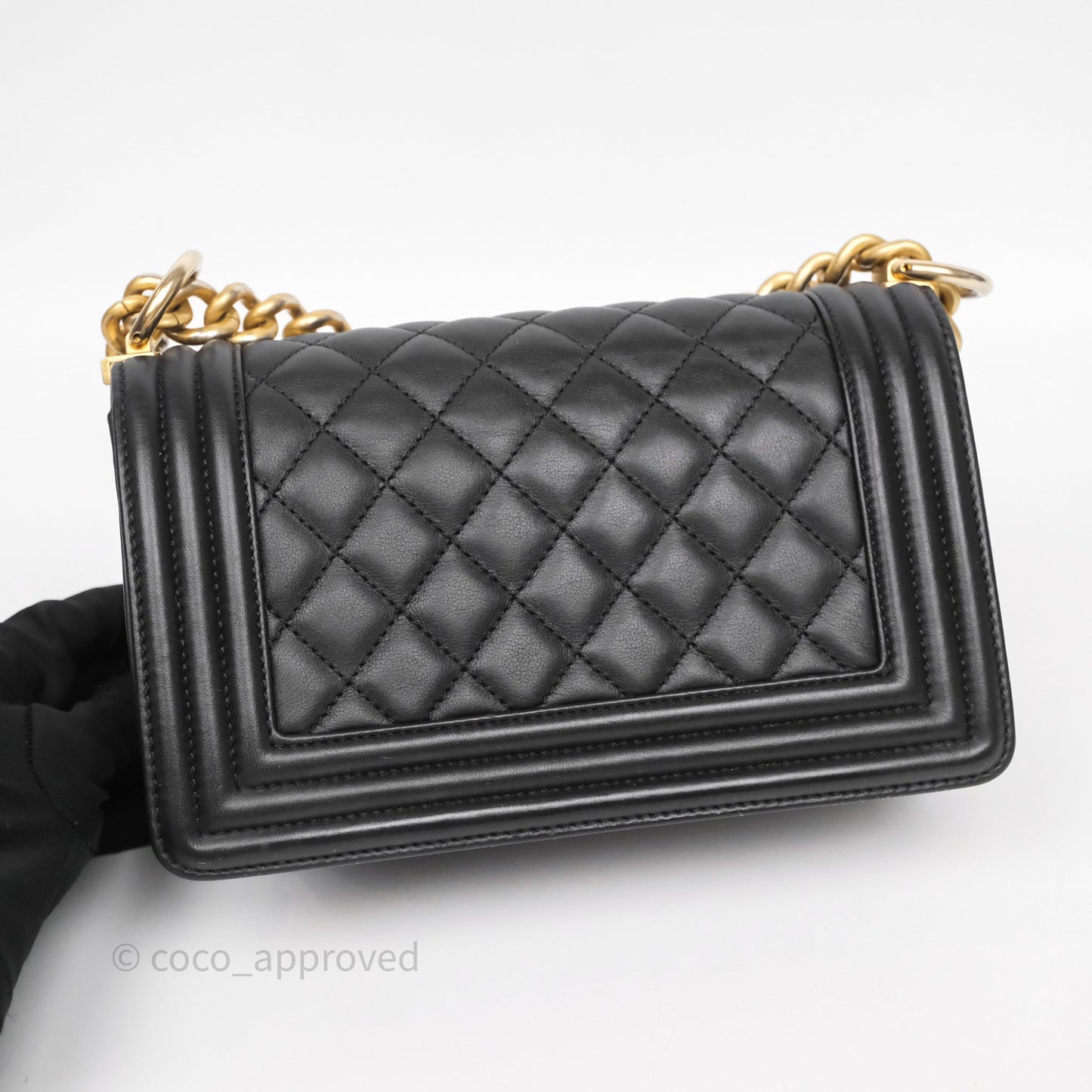 Chanel Small Boy Black Lambskin Aged Gold Hardware