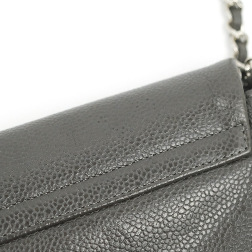 Chanel Half Moon Wallet on Chain WOC Dark Grey Caviar Silver Hardware