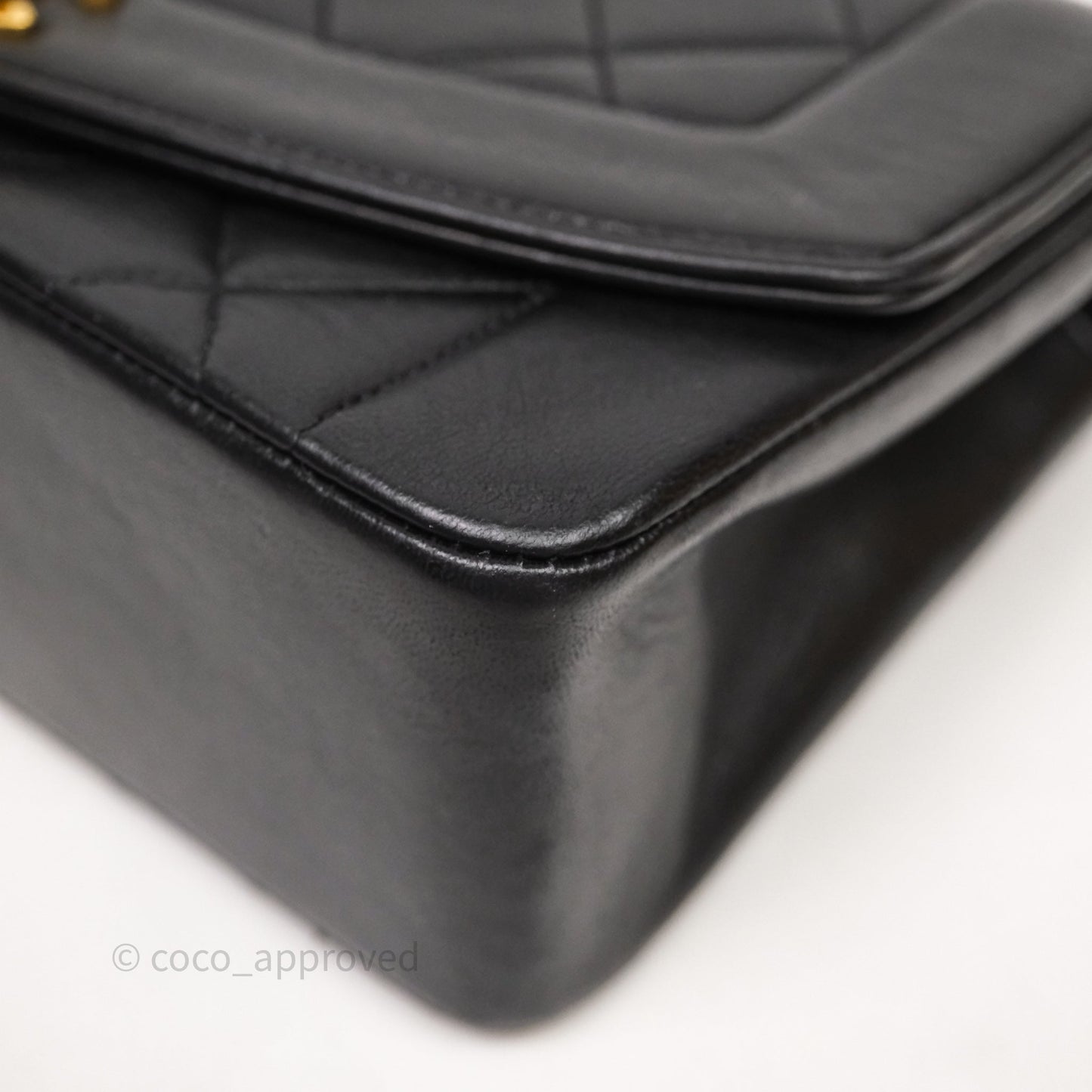 Chanel Vintage Small Classic Diana Flap Bag Black Lambskin 24K Gold Hardware