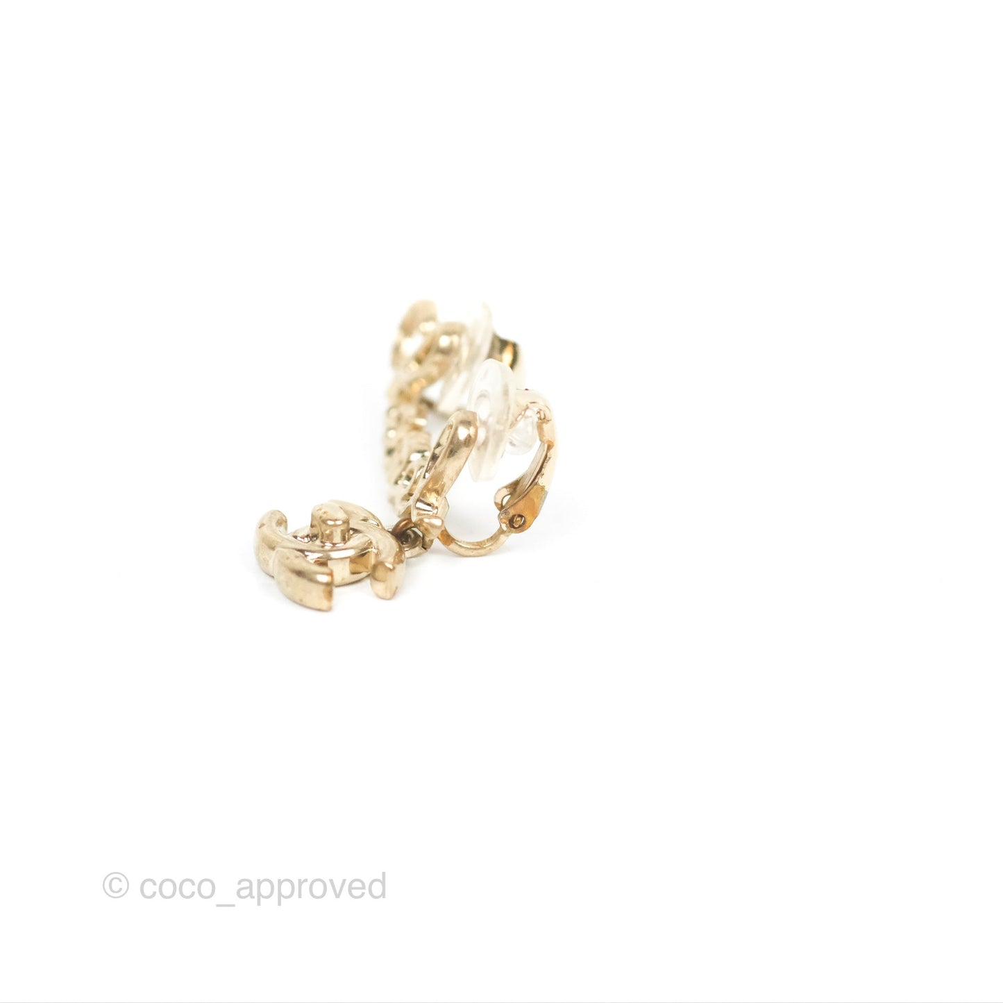 Chanel Logo CC Turnlock Ear Clips Gold Tone 22V