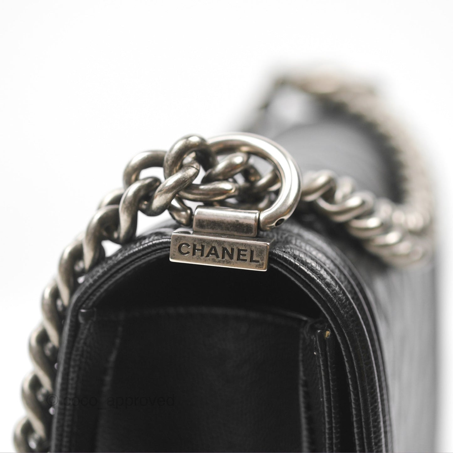 Chanel Boy Quilted Medium Black Caviar Ruthenium Hardware