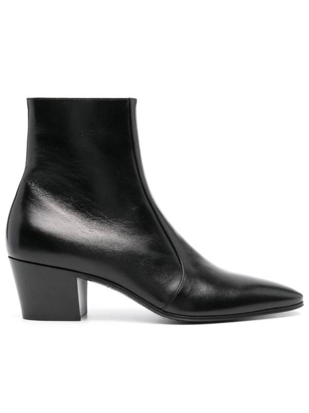 Luxury Saint Laurent Vassili Smooth Leather Ankle Boots Black