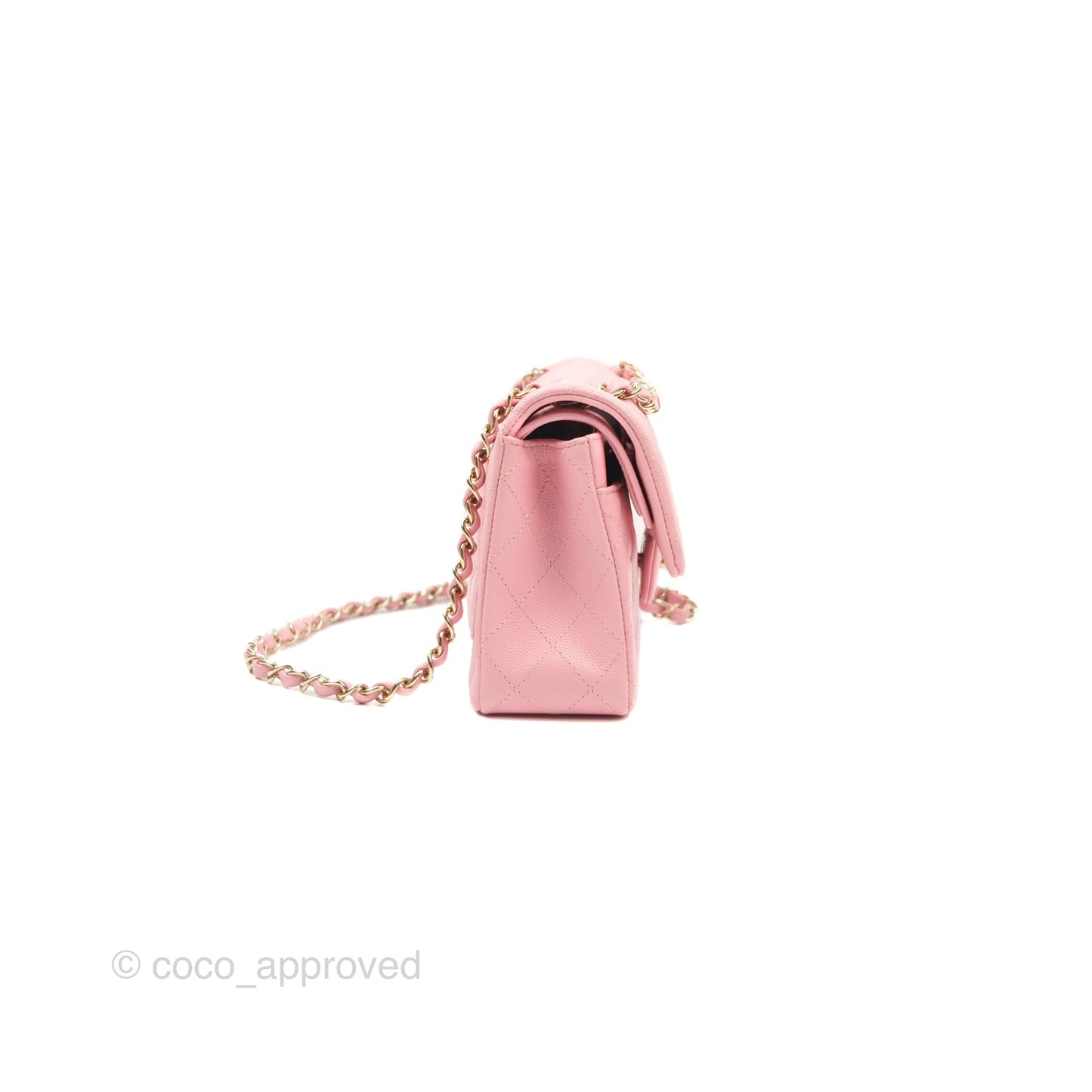 Chanel Small Classic Quilted Flap Sakura Pink Caviar Gold Hardware 22C