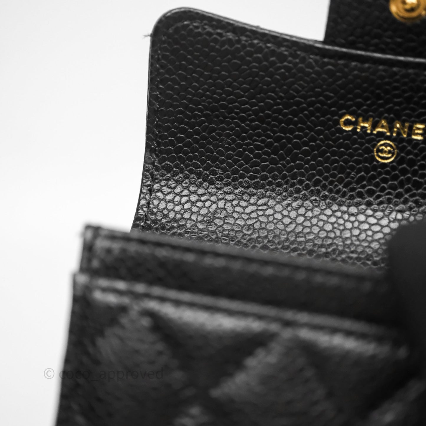 Chanel Quilted Flap Card Holder Black Caviar Gold Hardware