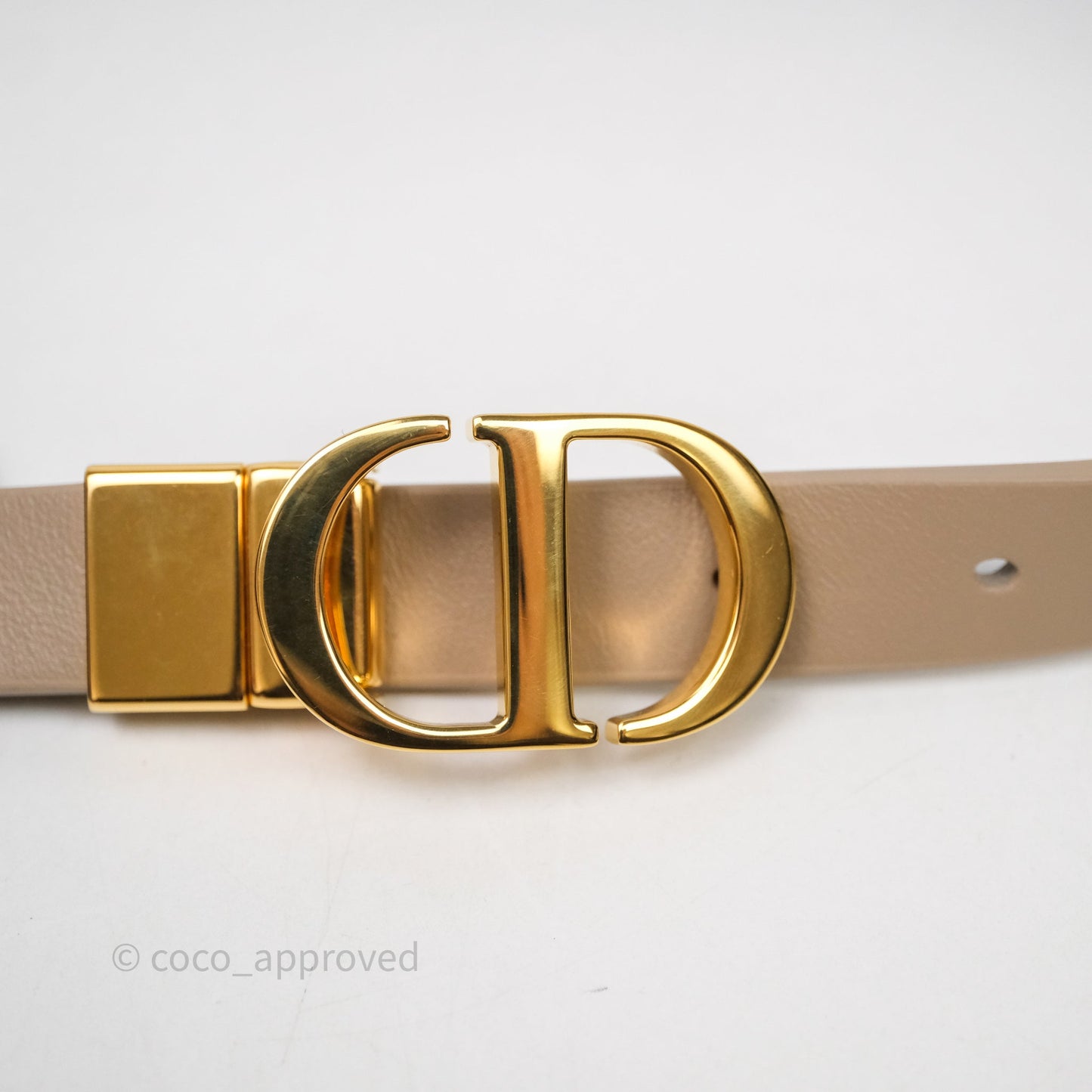 Dior 30 Montaigne Reversible Belt Hazelnut/Black Calfskin Gold Hardware Size 70