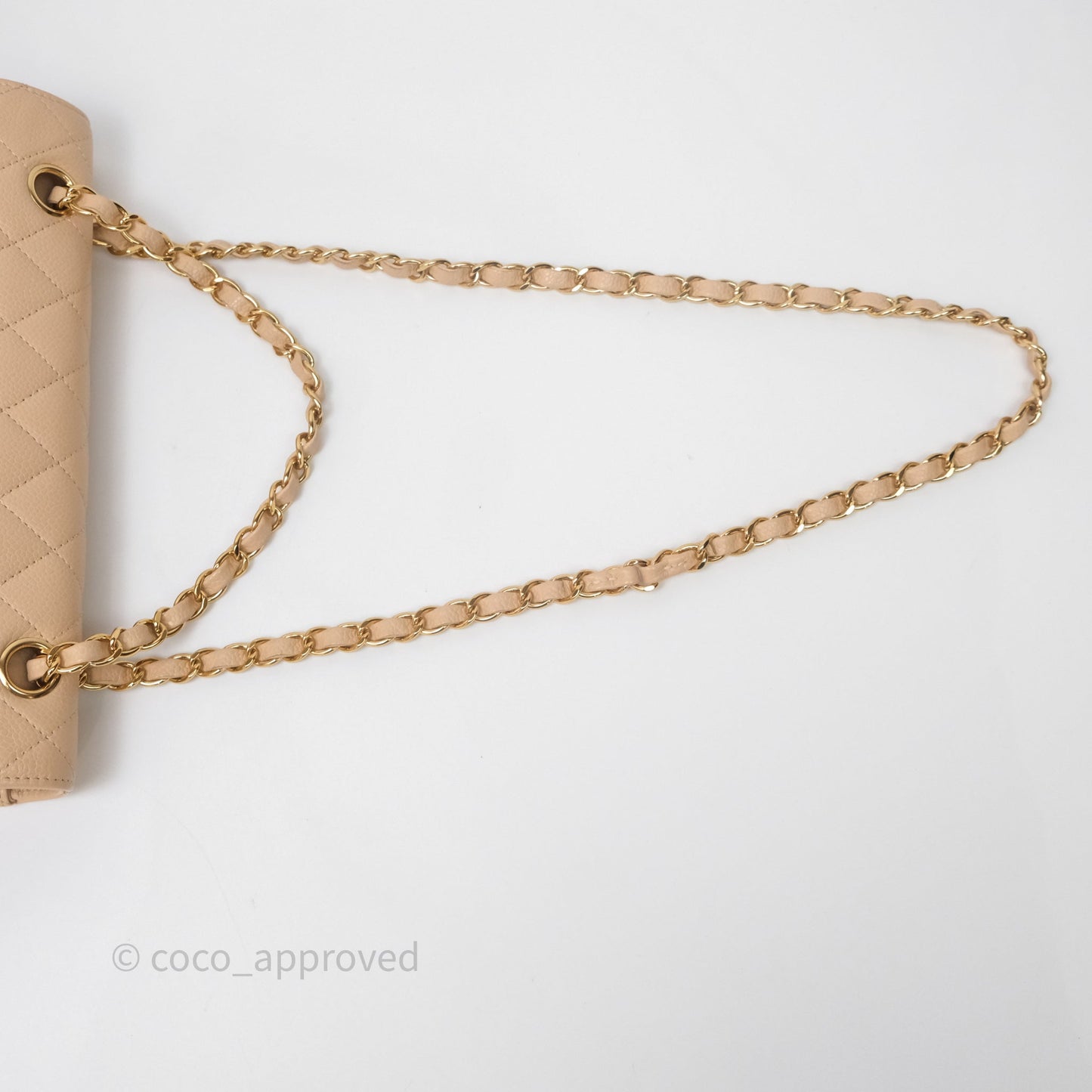 Chanel Classic M/L Medium Flap Quilted Beige Caviar Gold Hardware