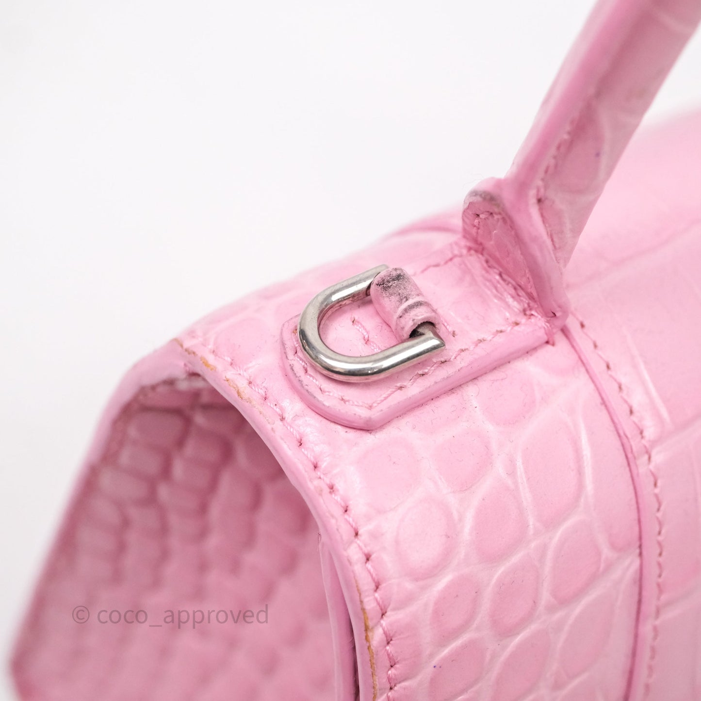 Balenciaga Small Hourglass Embossed Bag Pink