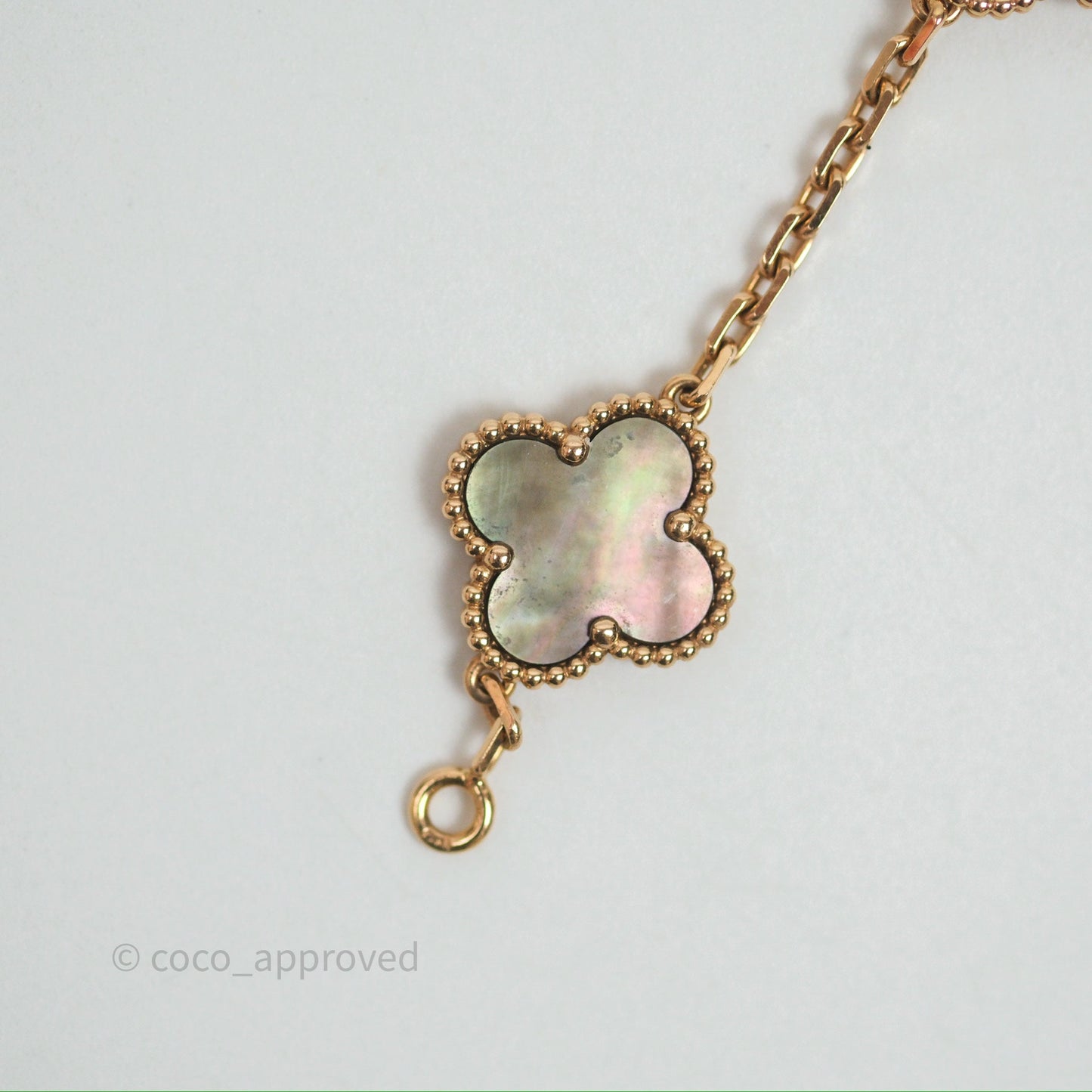 Van Cleef & Arpels Vintage Alhambra 5 Motifs Bracelet Grey Mother-of-pearl Diamonds Rose Gold