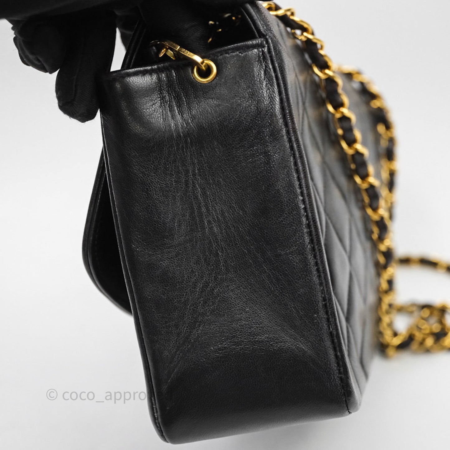 Chanel Vintage Medium Classic Diana Flap Bag Black Lambskin 24K Gold Hardware