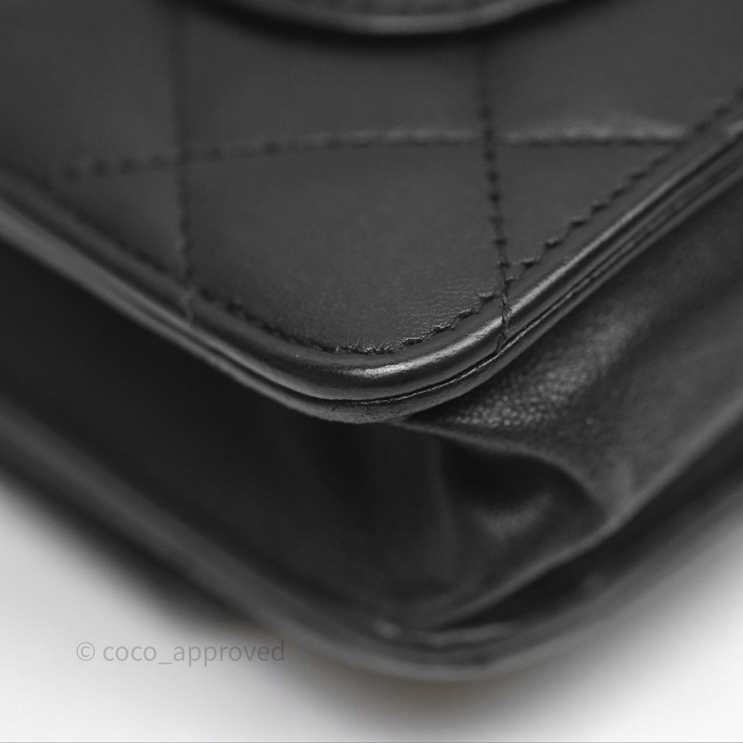 Chanel Quilted WOC Black Lambskin Silver Hardware