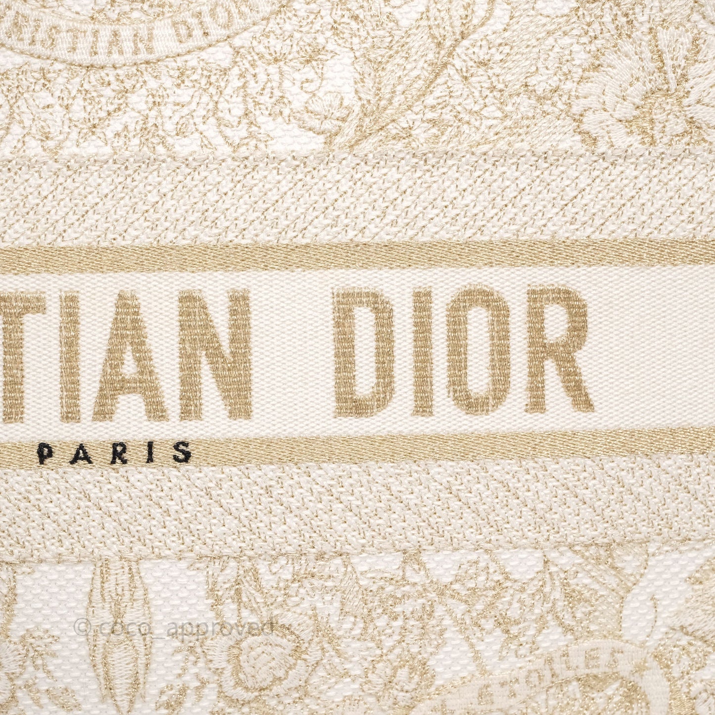 Christian Dior Medium Book Tote Latte Embroidery With Gold-Tone Metallic