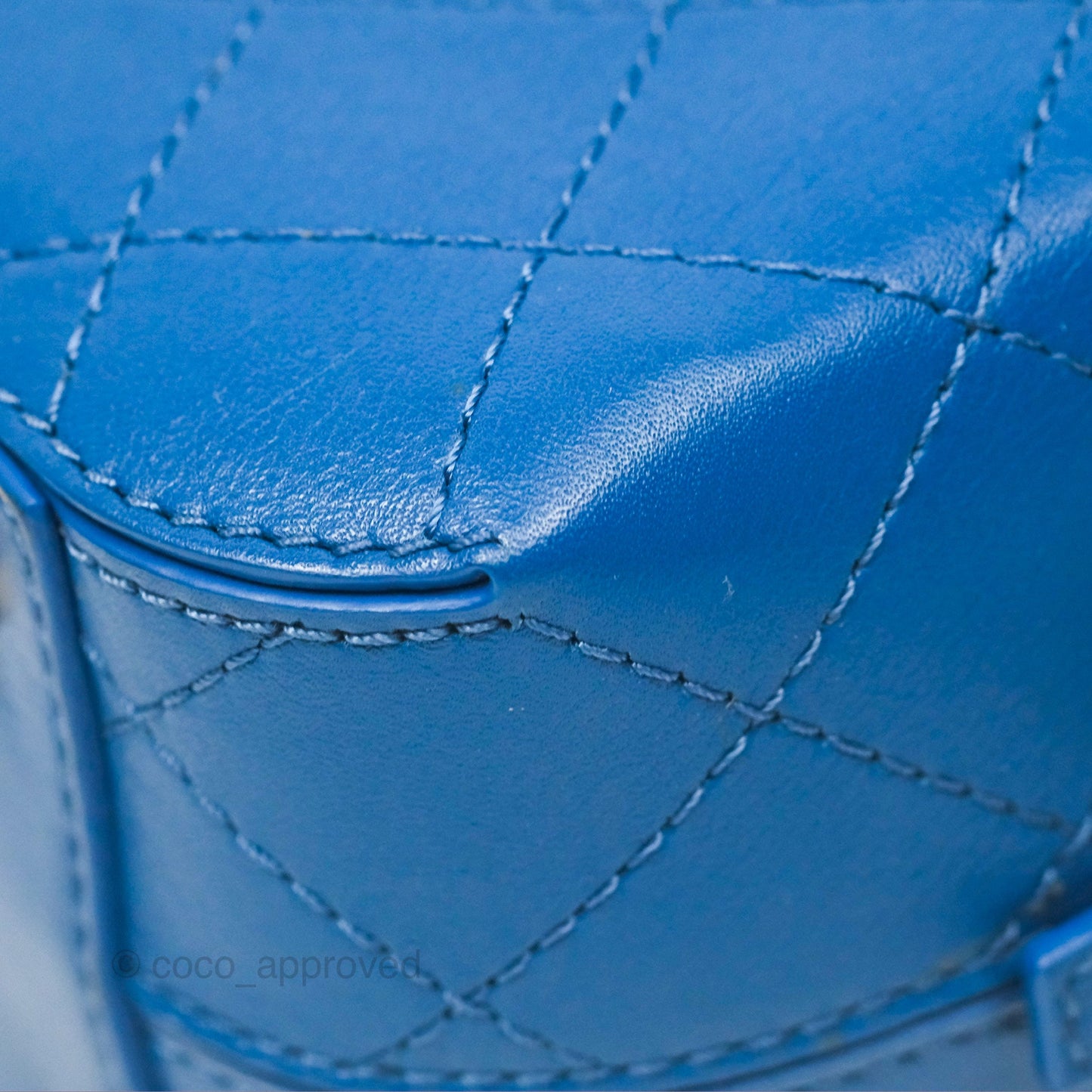 Chanel Stitched Camera Case Bag Blue Calfskin Gold Hardware