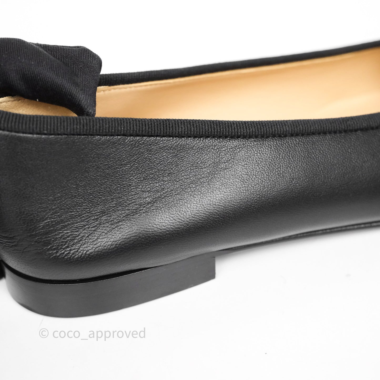Chanel Calfskin Black Patent Cap-Toe Ballet Flats Size 37