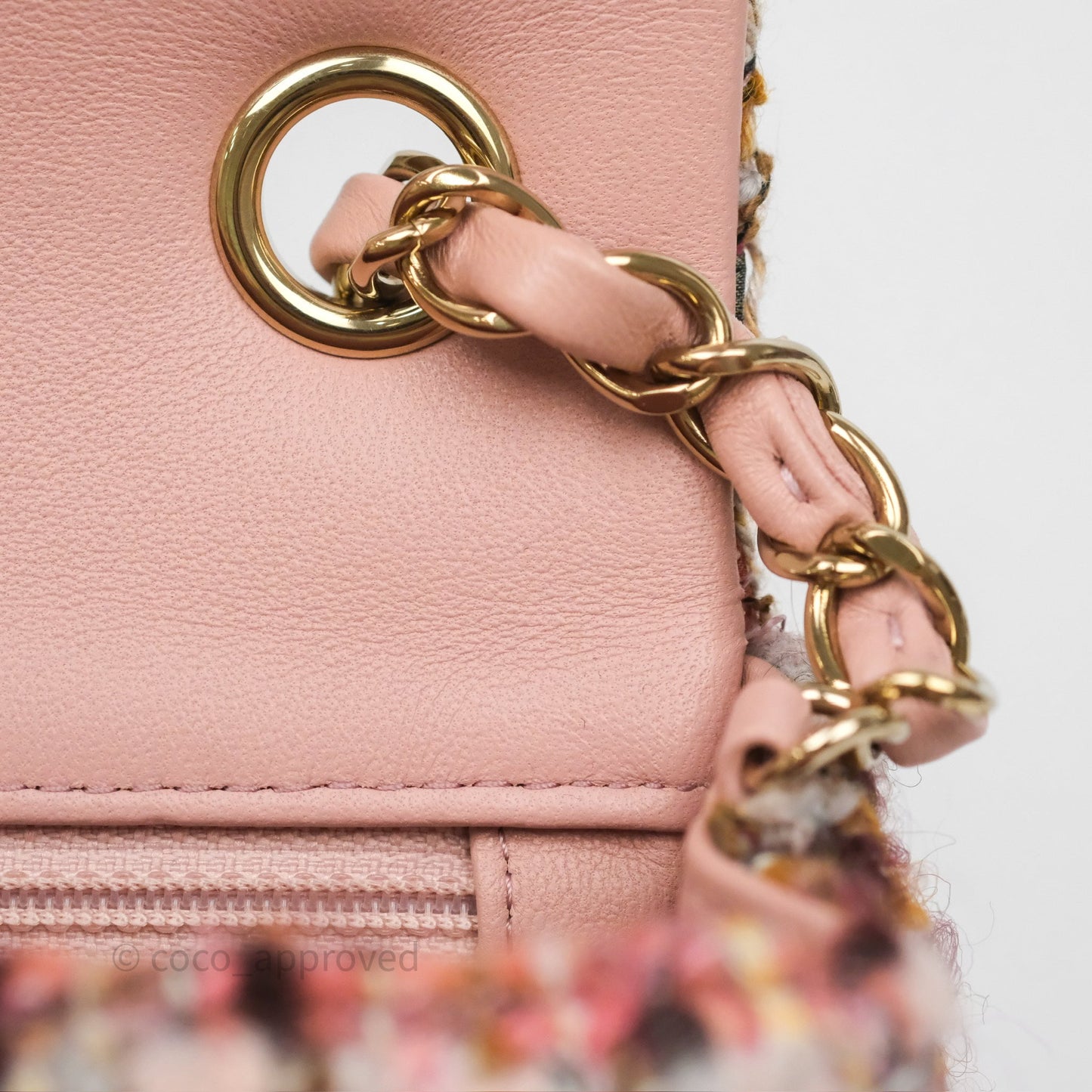Chanel Mini Rectangular Pink Burgundy Tweed Gold Hardware 23K