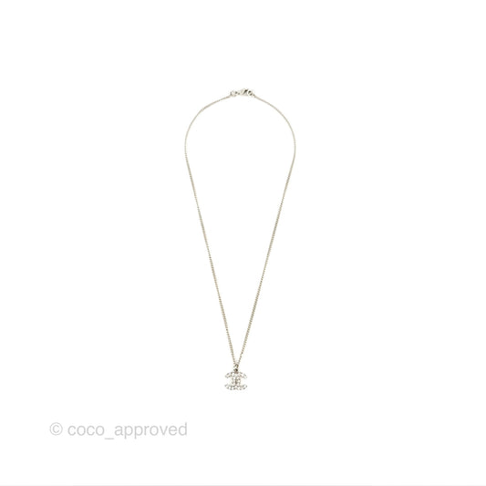 Chanel CC Crystal Necklace Silver Tone 13V