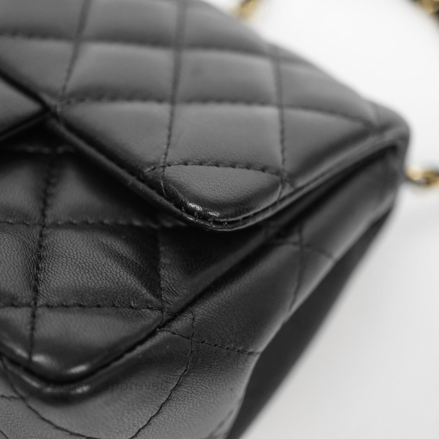 Chanel Mini Square Quilted Black Lambskin Gold Hardware