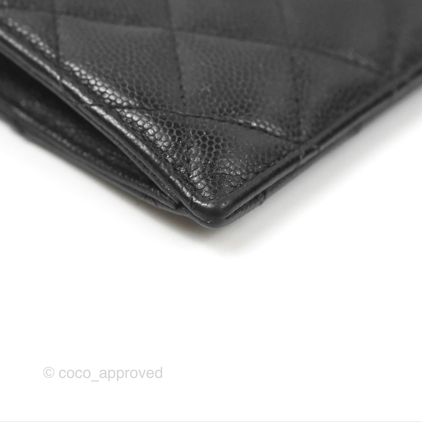 Chanel Quilted CC Zipped Card Holder Black Caviar Silver Hardware