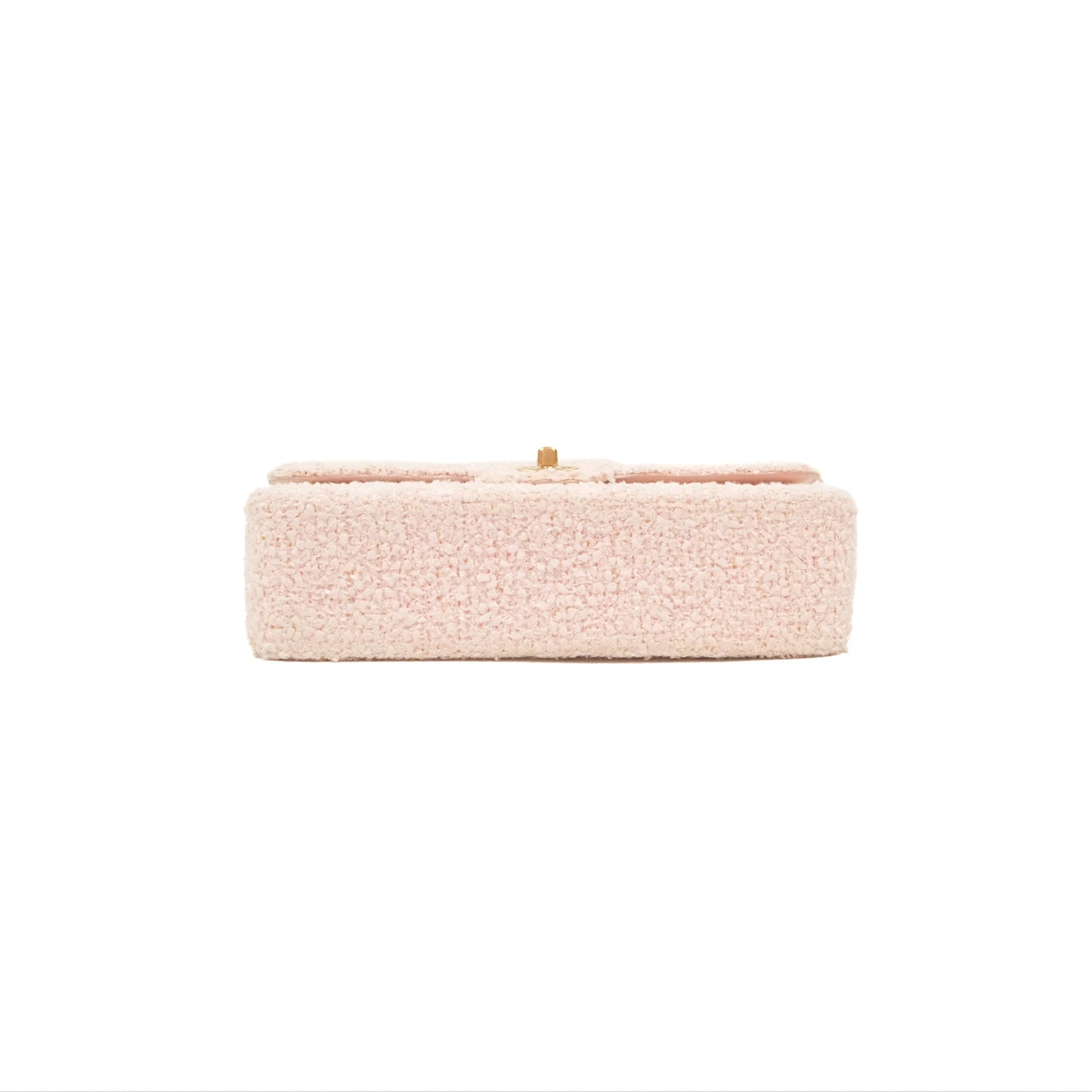 Chanel Classic M/L Medium Quilted Double Flap Pink Tweed Matte Gold Hardware